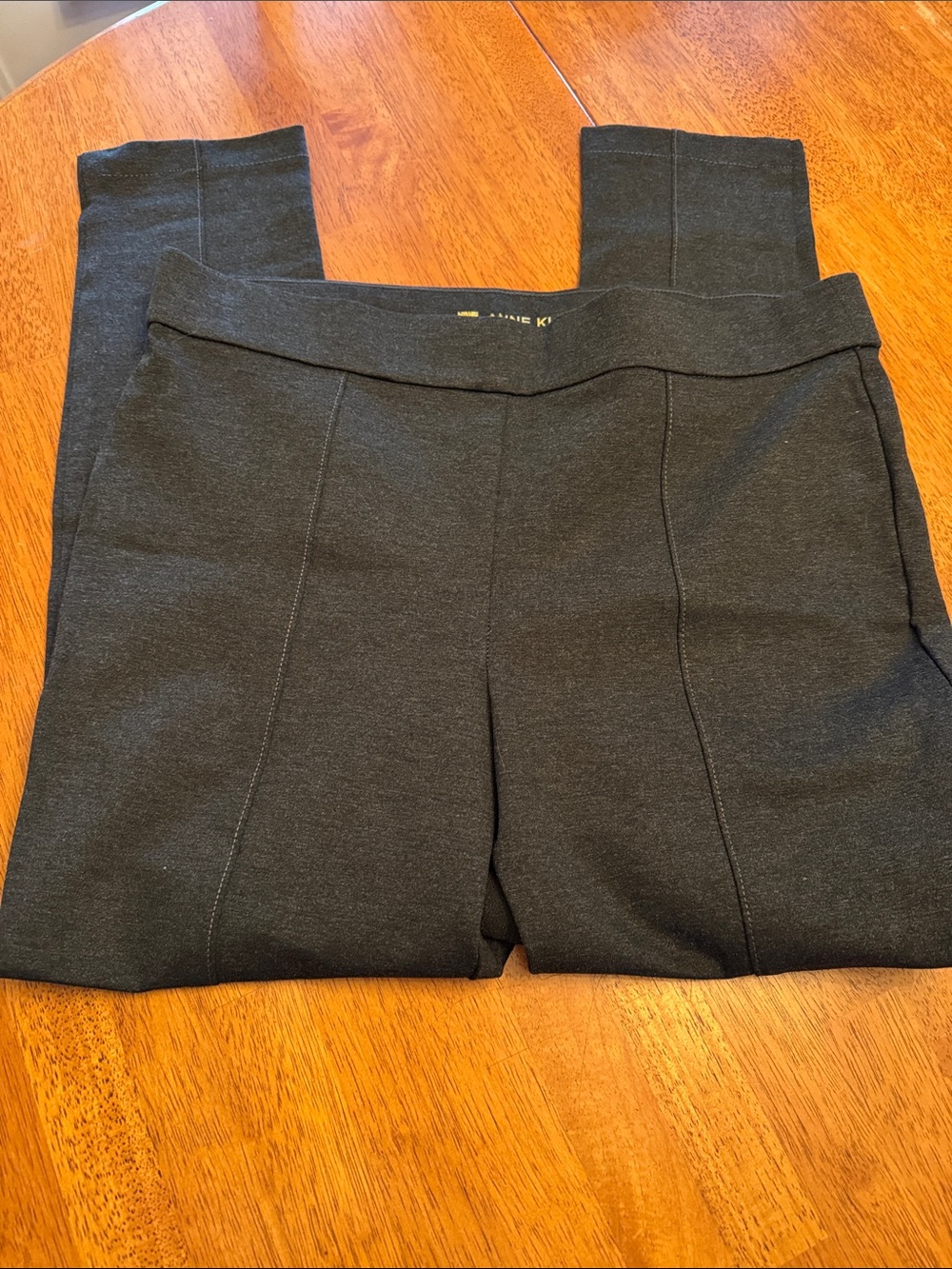 Dark Gray Ponte Knit Pull-On Ankle Pants